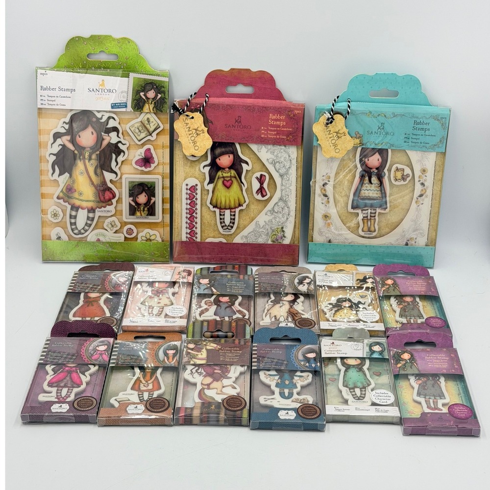 Santoro Gorjuss Rubber Stamp Lot 15pc Collectable Mini Easy Cling Girl Designs